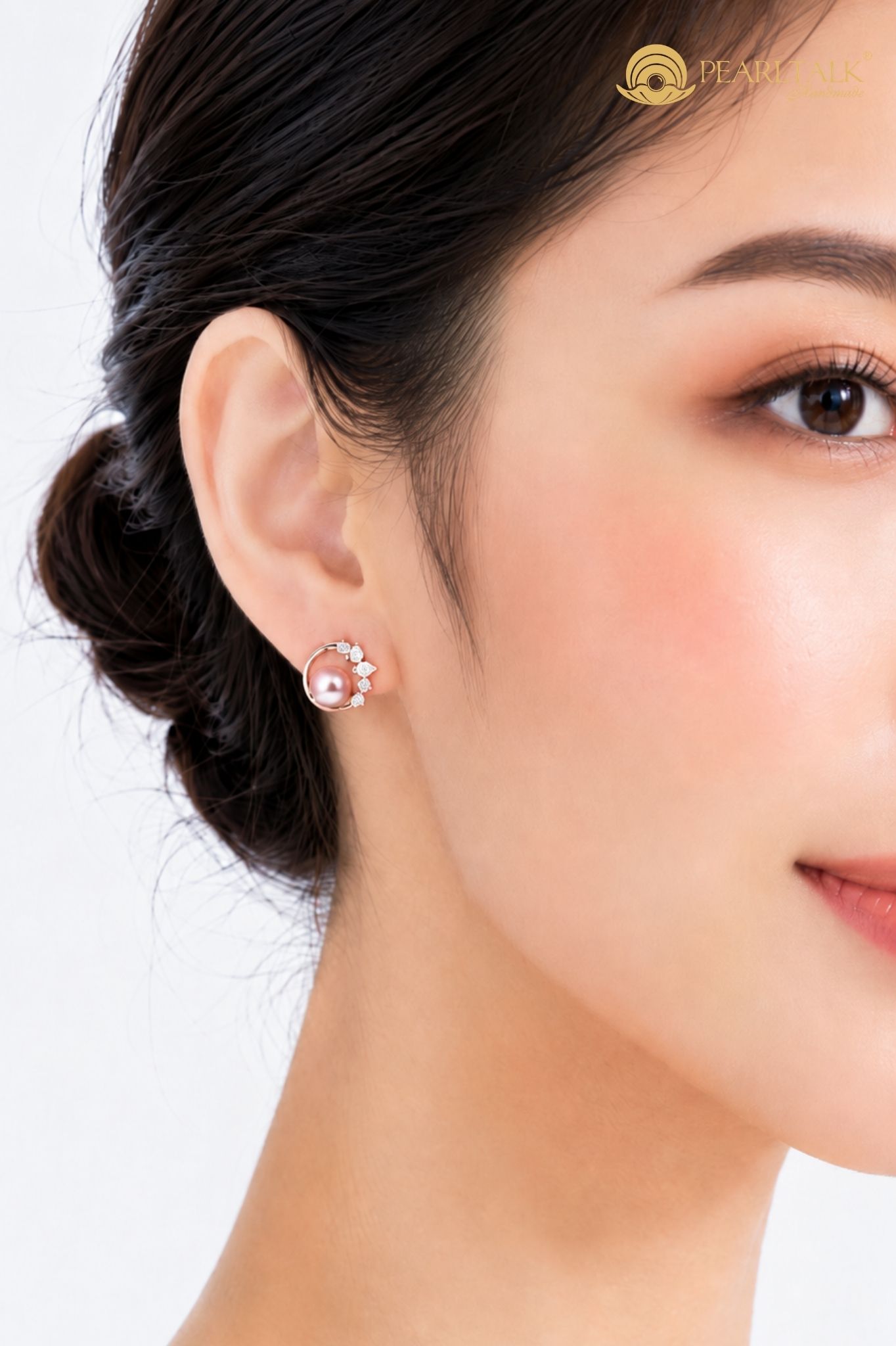 BÔNG TAI NGỌC TRAI HỒNG TÍM 7MM